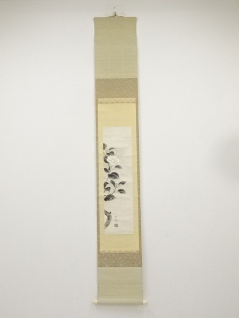 JAPANESE HANGING SCROLL / HAND PAINTED / CAMELLIA